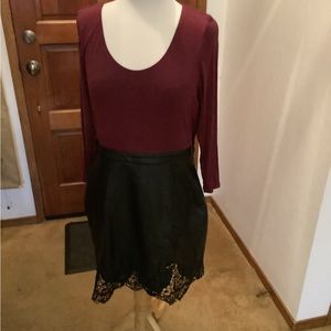 Venus soft Knit Top and Faux Leather Bottom Size 14